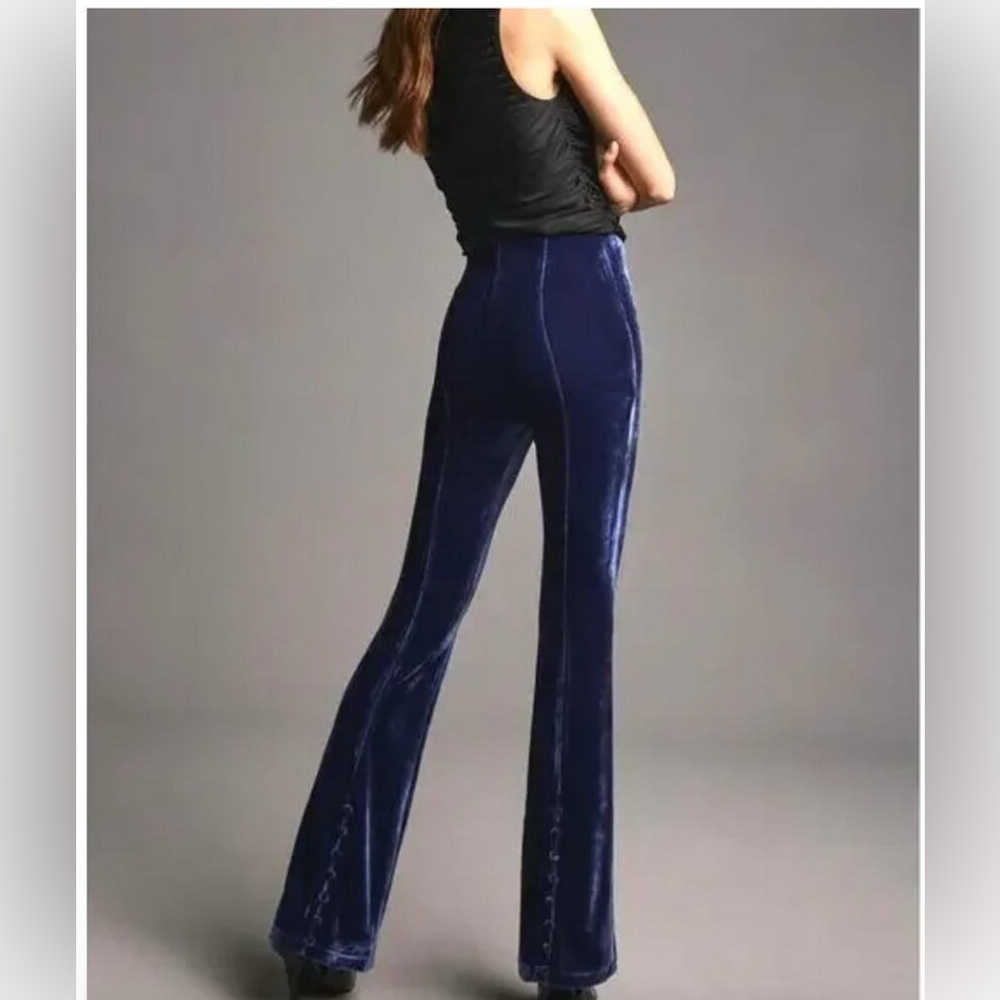 By Anthropologie Bootcut Velvet Pants Royal Blue Purple Womens Pull On Pant sz S